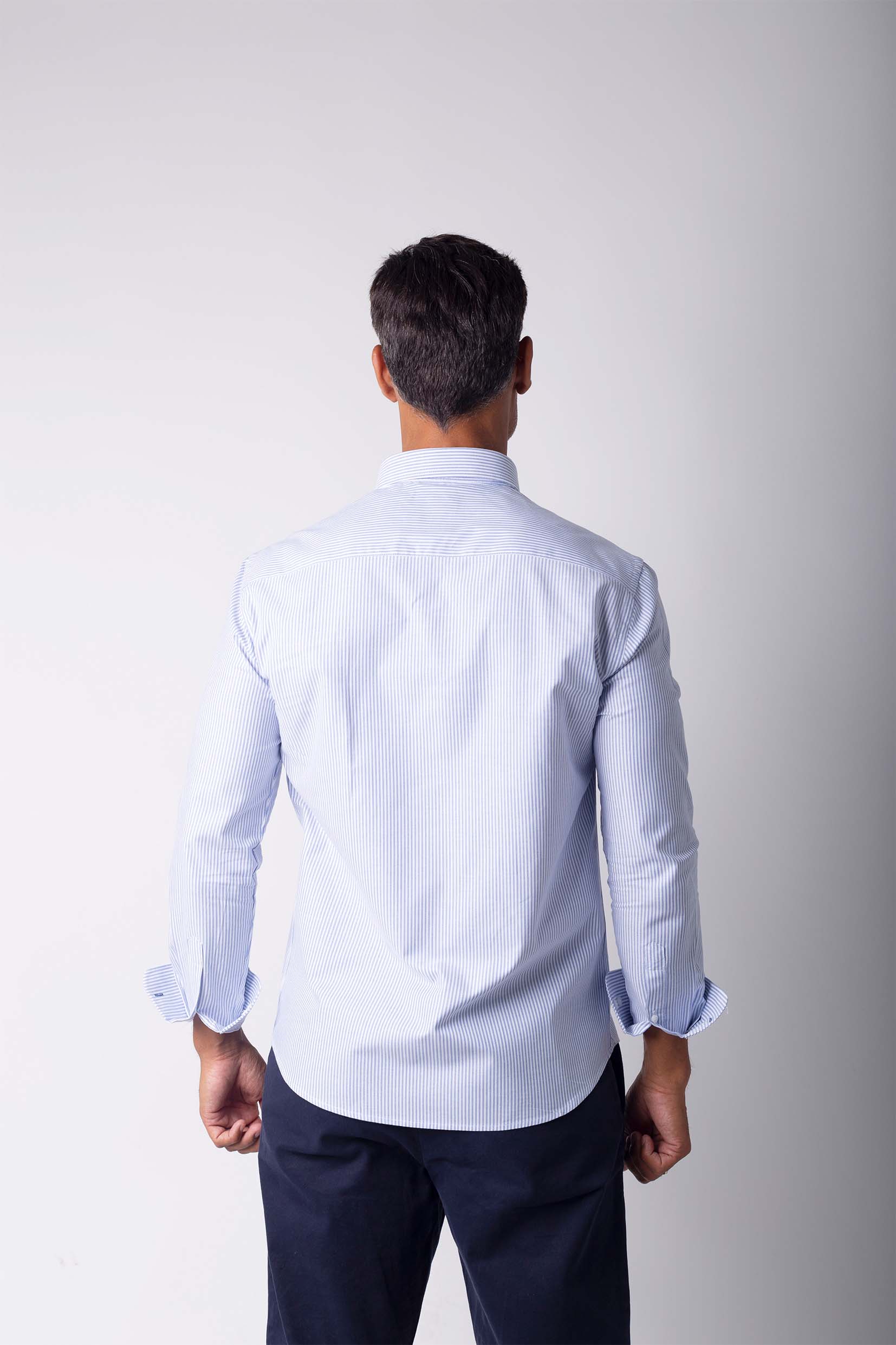 camisa azul rallas blancas Colección pura alma